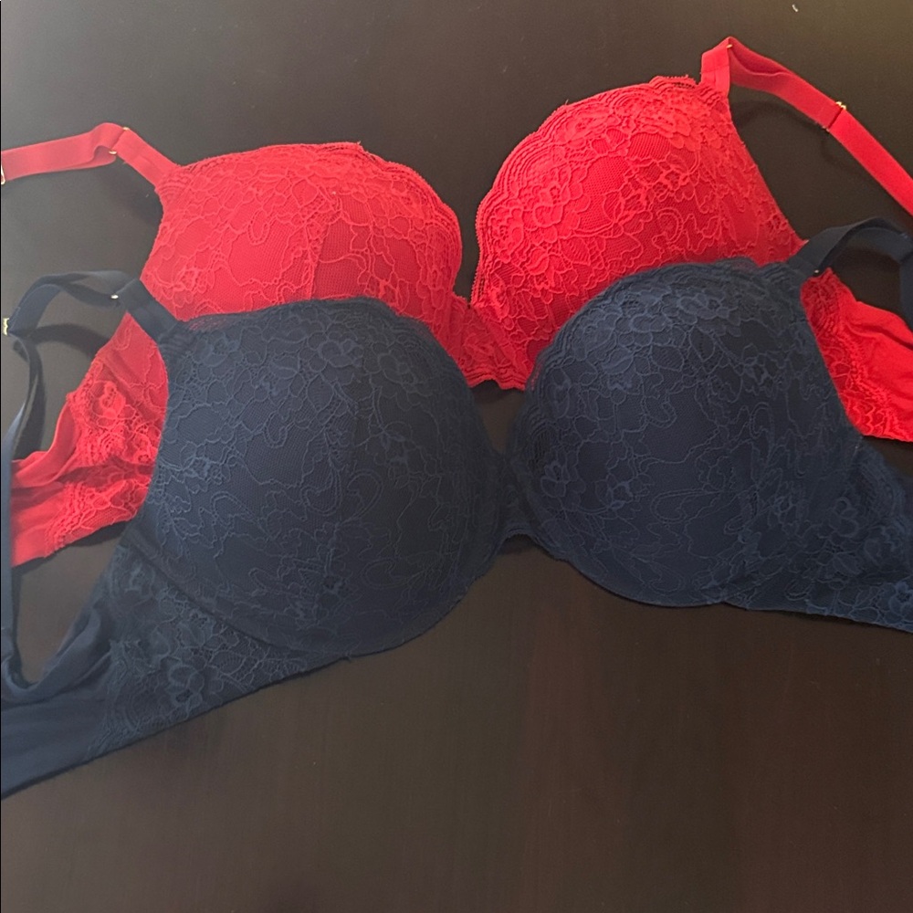 Joyspun Elegant Lace Bra Set - Red and Navy Size 38D NWOT